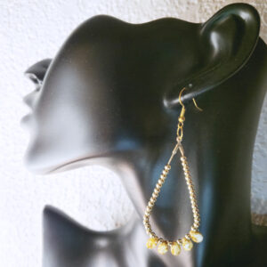 Yellow fire agate teardrop earrings