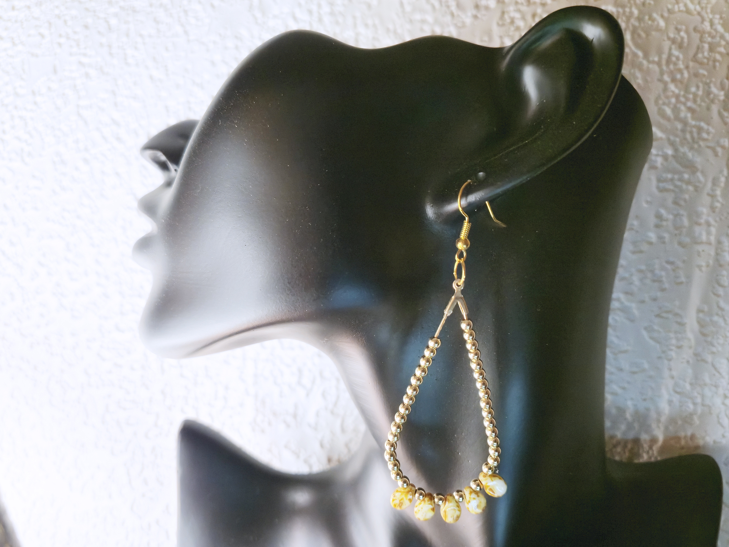 Yellow fire agate teardrop earrings