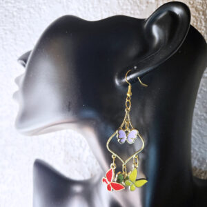 Lantern shaped earrings with butterflies