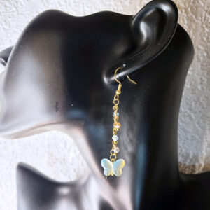 Bead String Earrings with Butterfly