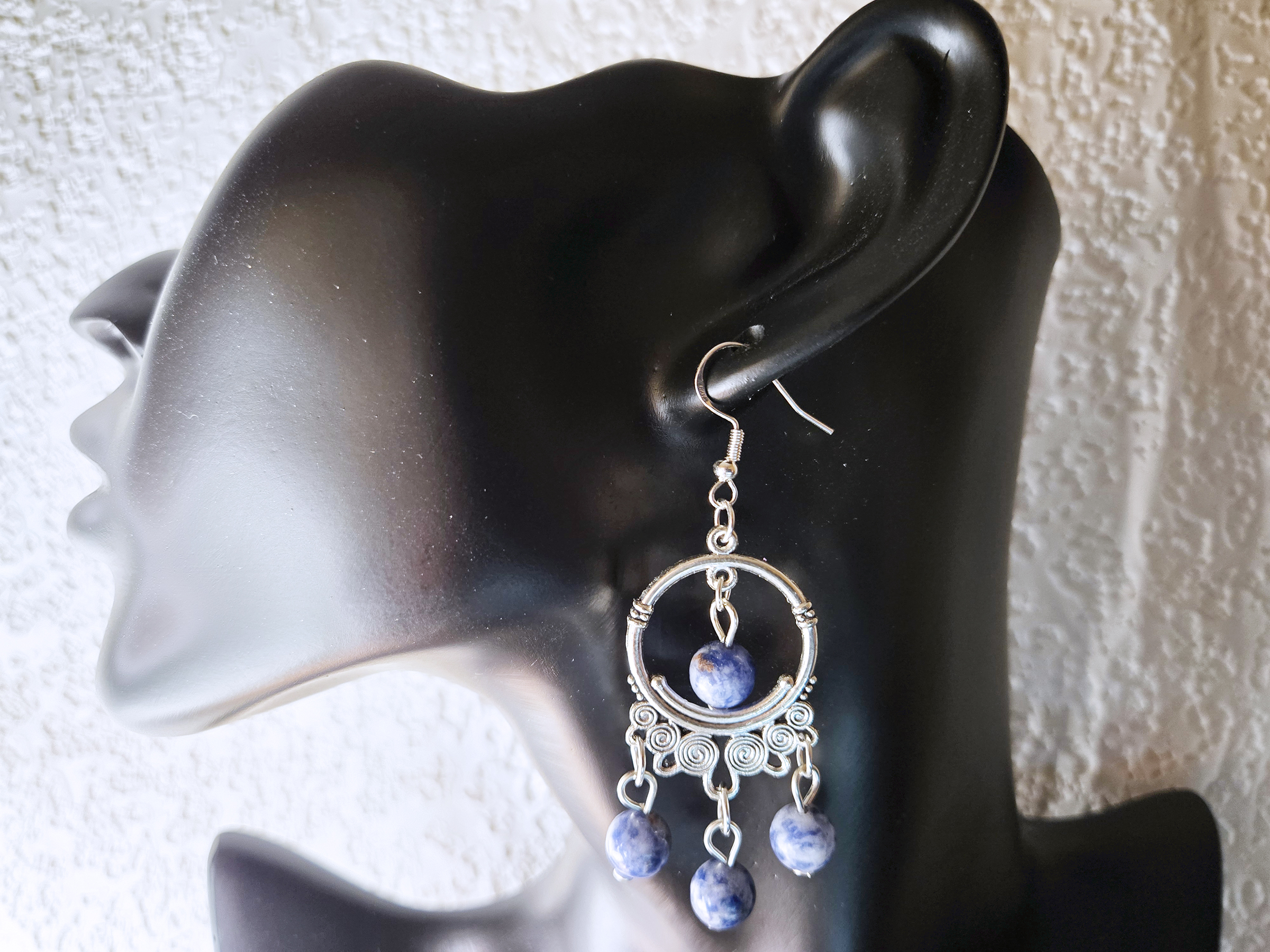 Hanging Loop with Beads Earrings