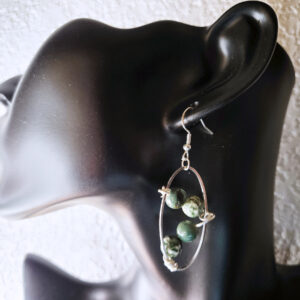 Hanging Oval Earrings with Beads