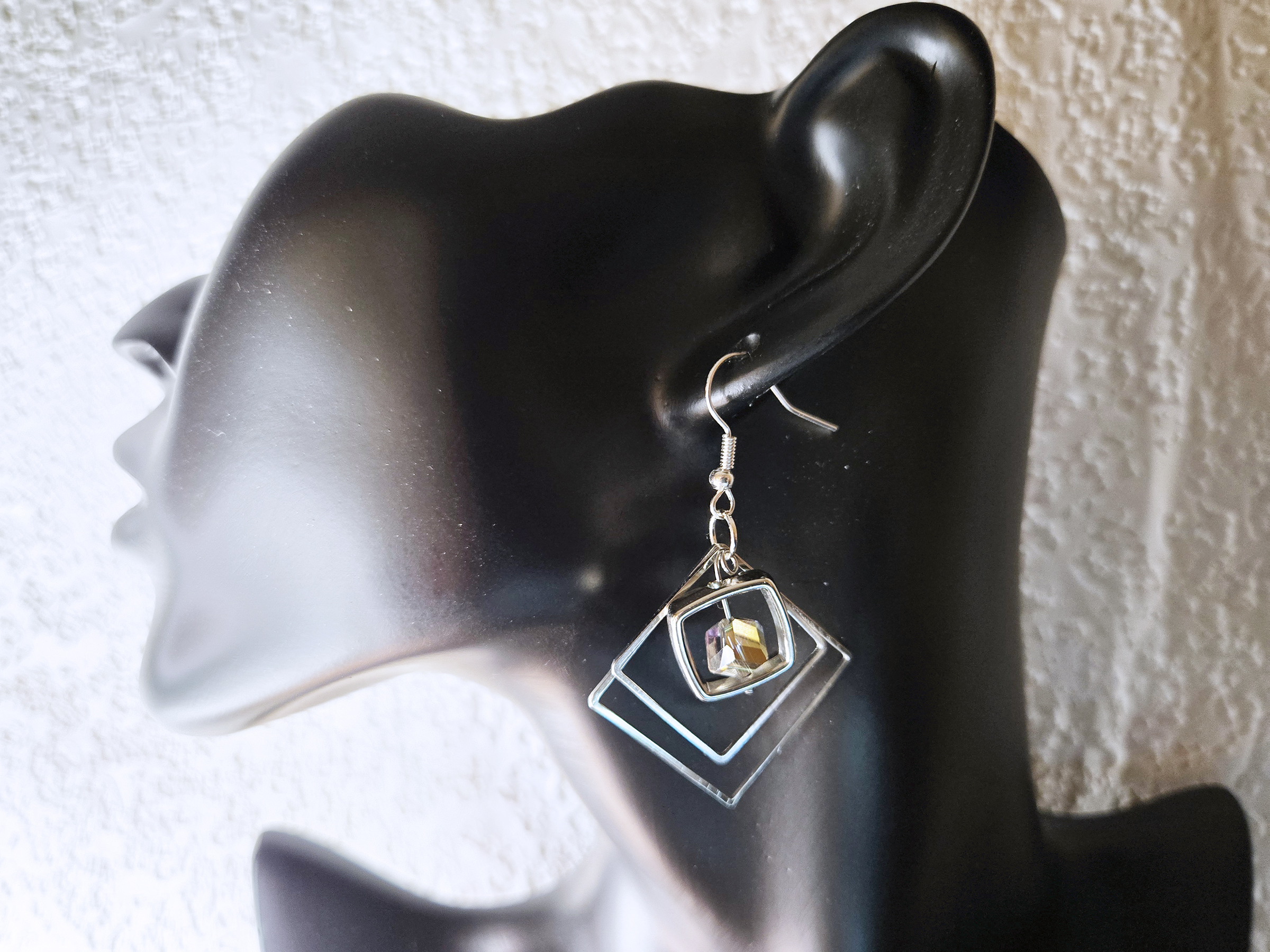 Hanging Diamond-Shaped Earrings