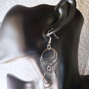 Hanging Silvery Hoop Earrings