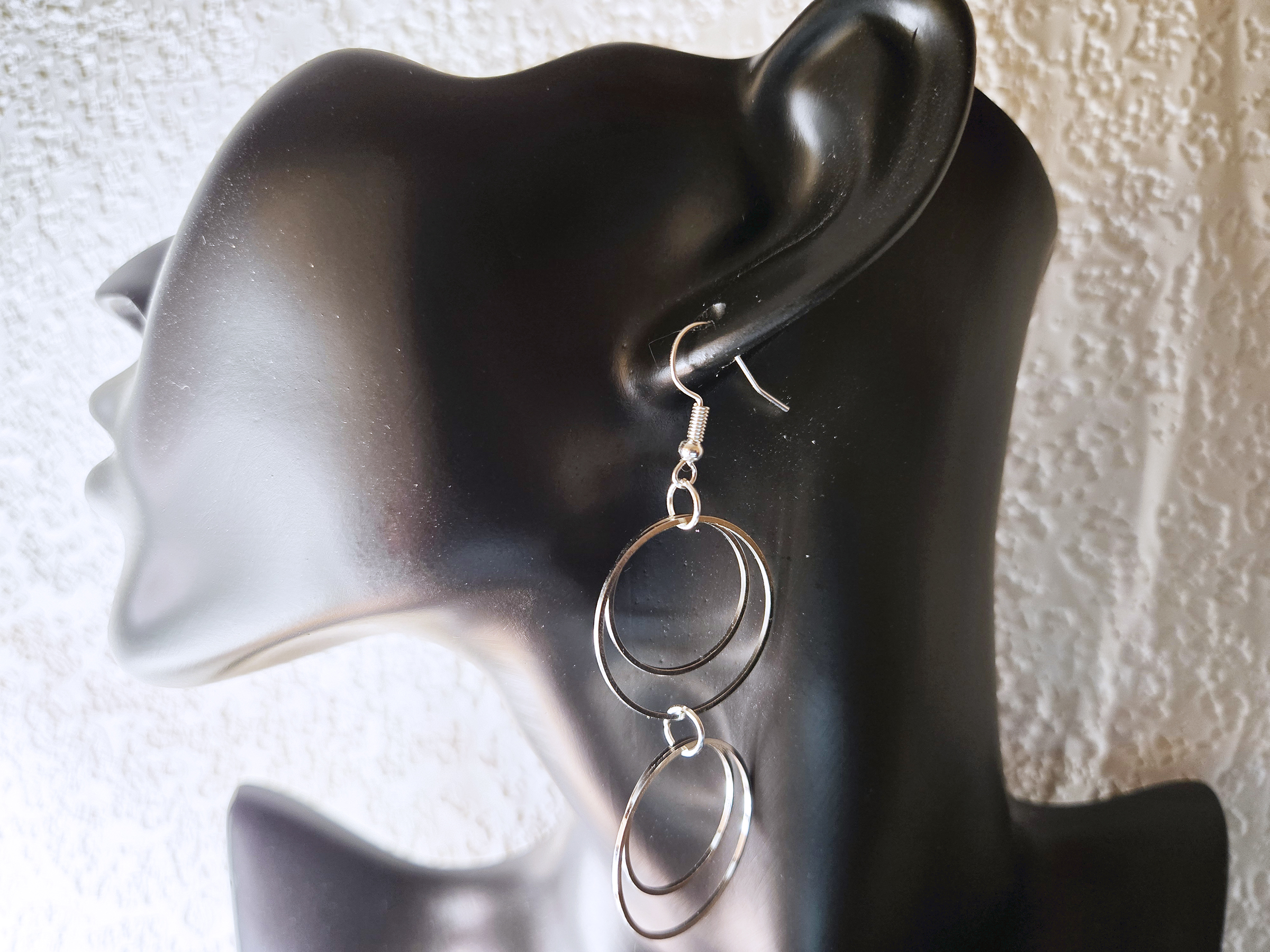 Hanging Silvery Hoop Earrings