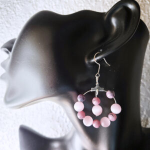 Hoop Earrings with Pink Beads