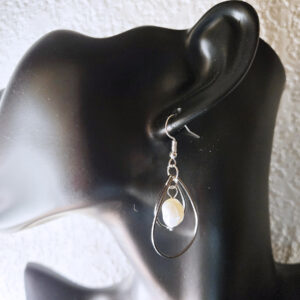 Hanging Silvery Teardrop Earrings