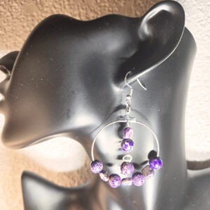 Hoop Earrings with Purple Beads
