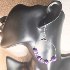 Hoop Earrings with Purple Beads