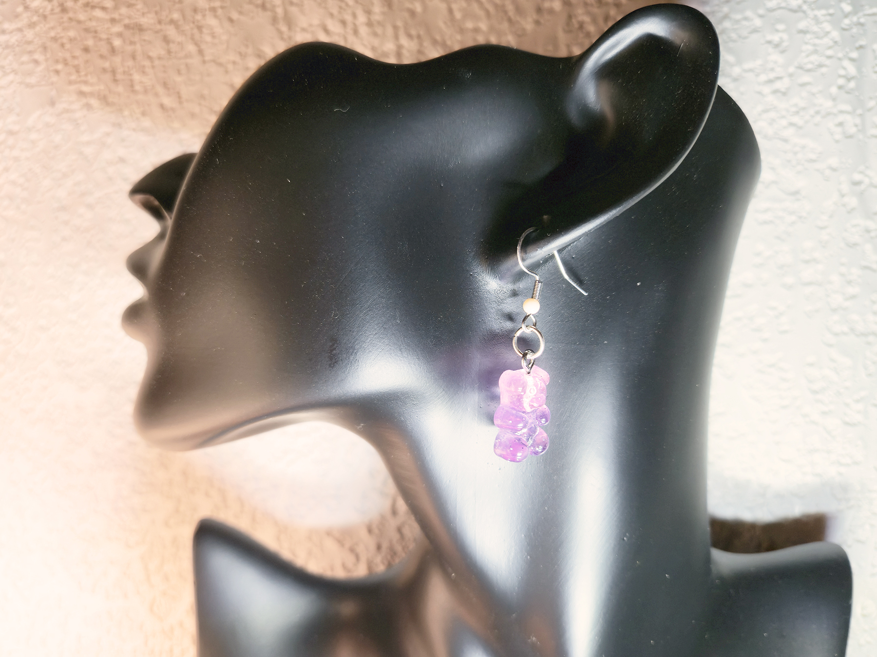 Purple Gummy-Bear Earing with Bead