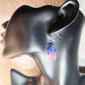 Blue-Pink Gummy-Bear Earring with Bead