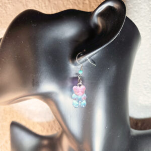 Light Pink-Blue Gummy-Bear Earring with Bead