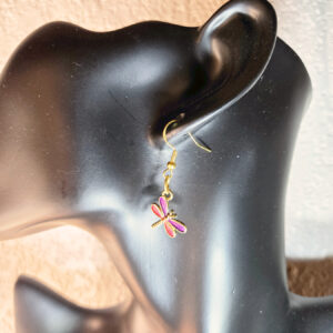 Daggling Charm Earrings with Dragonfly