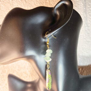 Feather Charm Earrings with Beads