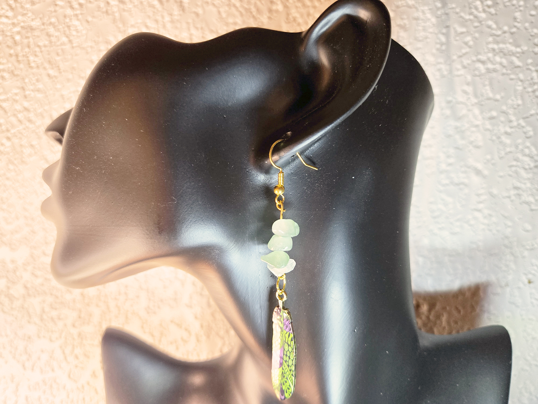 Feather Charm Earrings with Beads
