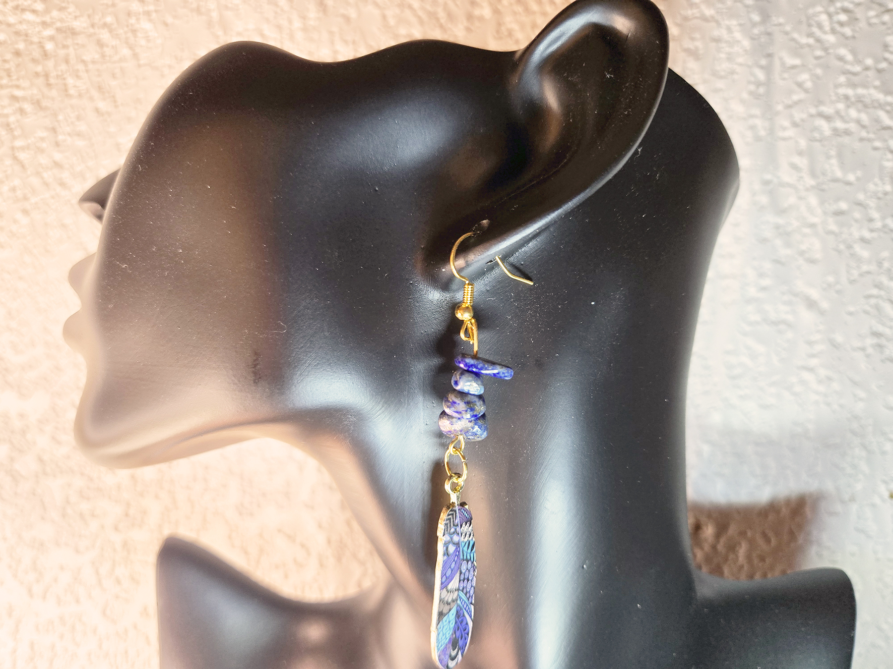 Feather Charm Earrings with Beads
