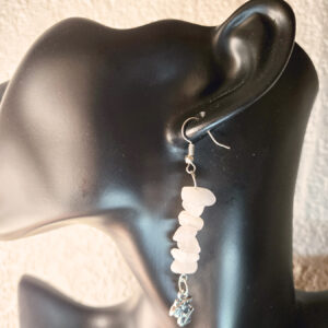 tacked Stone Earrings with Paw Charm