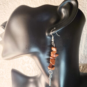 Stacked Stone Earrings with Key Charm