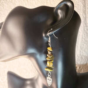 Stacked Stone Earrings with Owl Charm