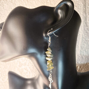 Stacked Stone Earrings with Key Charm