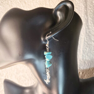 Stacked Stone Earrings with Mermaid Charm