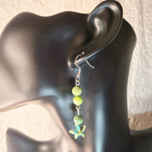 Bead String Earrings with Starfish Charm