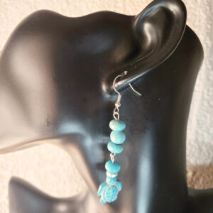 Bead String Earrings with Turtle Charm