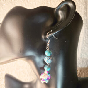 Bead String Earrings with Turtle Charm