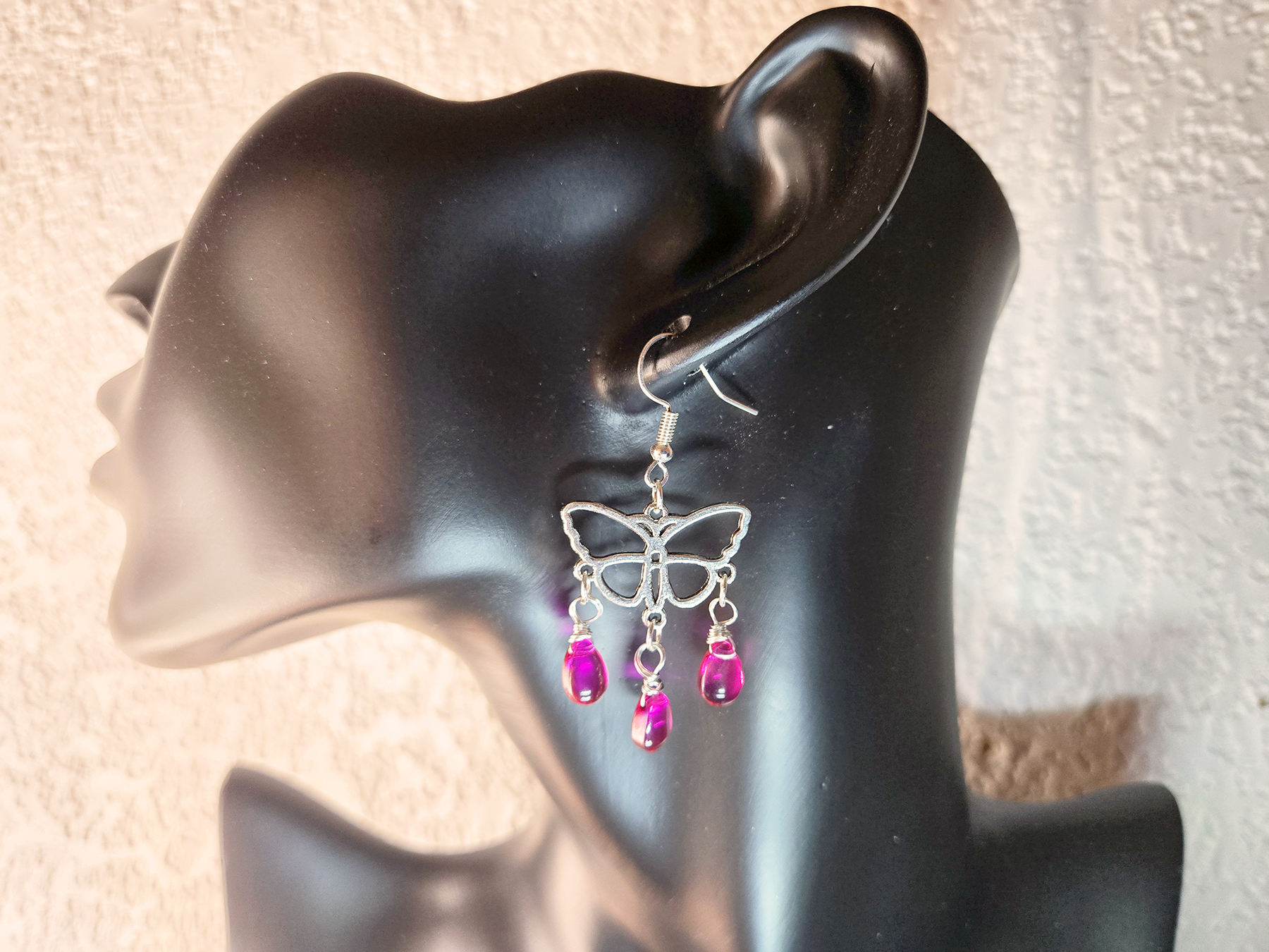 Butterfly Chandelier Earrings with Beads