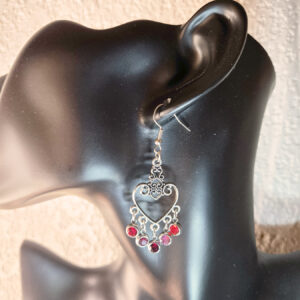 Filigree Heart Earrings with Beads