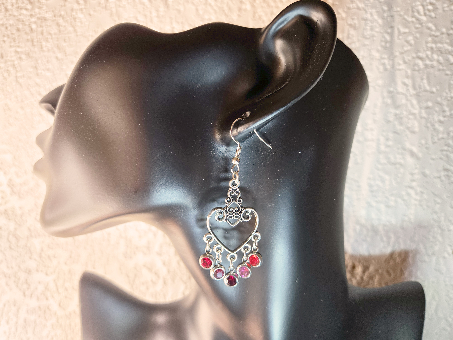 Filigree Heart Earrings with Beads