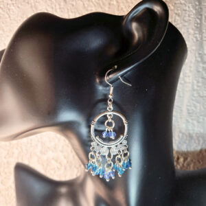 Circle Chandelier Earrings with Beads