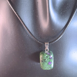 Tumbled Ruby Zoisite Pendant Necklace