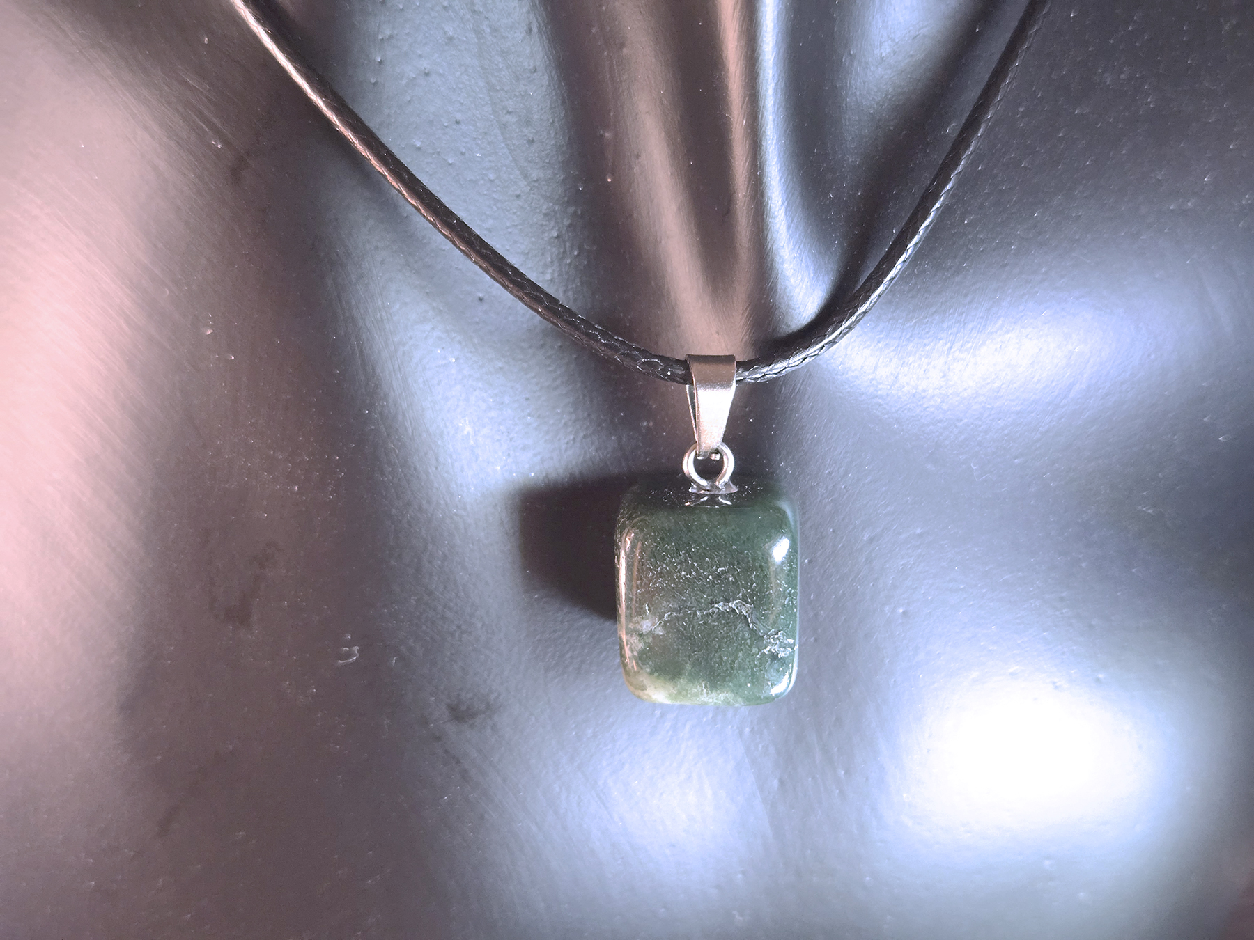 Tumbled Moss Agate Pendant Necklace