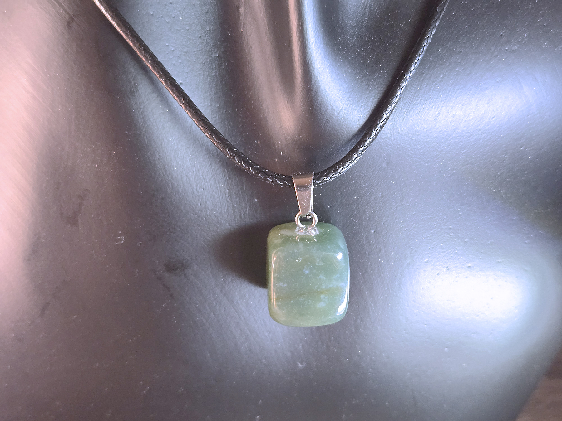Tumbled Jade Pendant Necklace