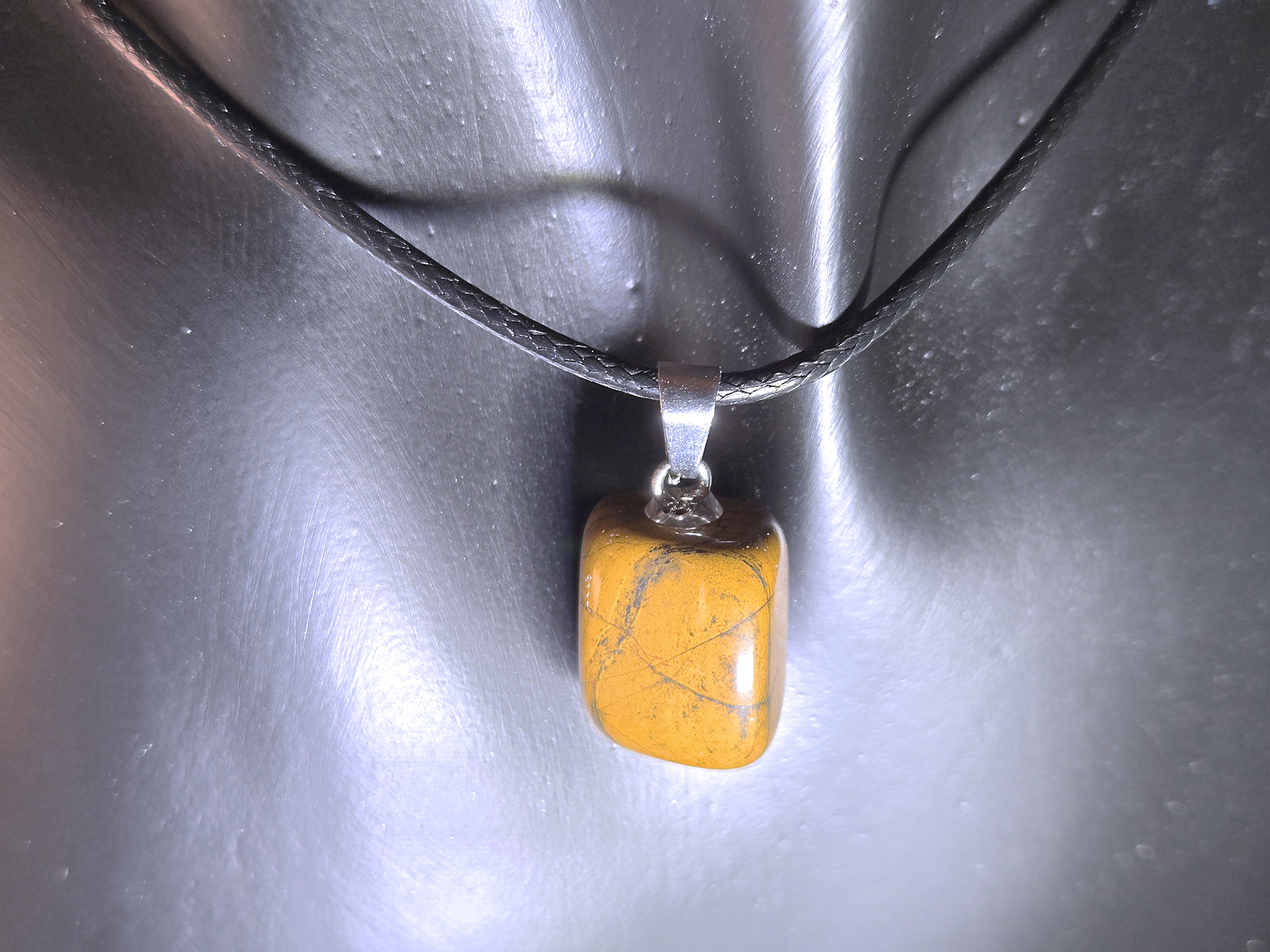 Tumbled Yellow Jasper Pendant Necklace